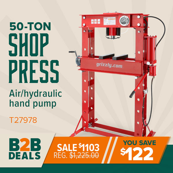 50 Ton Air/hydraulic Shop Press