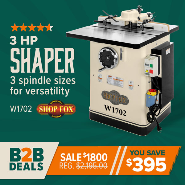 3 HP Shaper with 3 spindle sizes for versatility