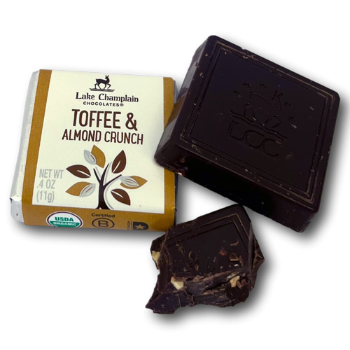 Lake Champlain Organic Squares - Dark Chocolate Toffee & Almond Crunch