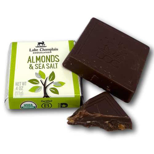 Lake Champlain Organic Squares - Milk Chocolate Almonds & Sea Salt