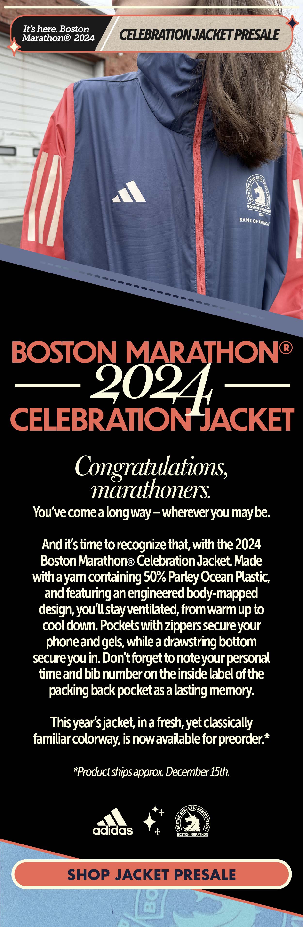 💙💪 The 2024 Boston Marathon® Celebration Jacket. - Marathon Sports