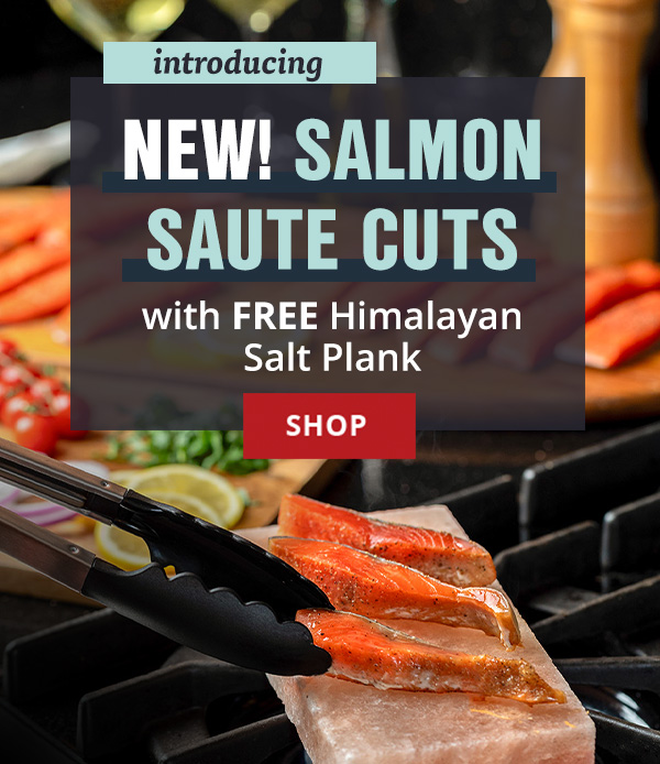New! Wild Salmon Saute Cuts with Free Himalayan Salt Brick