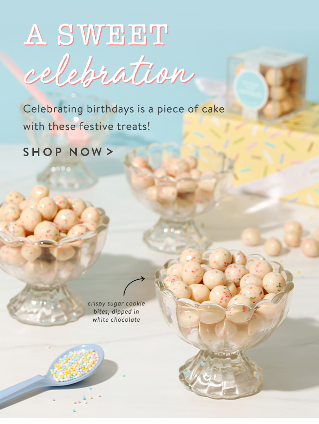 Sip Sip Hooray! Get the party started with this chic collection of cocktail-inspired candies. Shop Now>