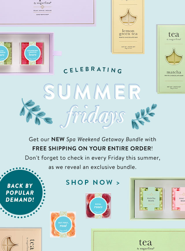 FREE shipping with the purchase of our Spa Weekend Getaway Bundle. Spa 3 Pc Bento + Tea 3 Pc Bento + Matcha White Chocolate Bar + Earl Grey Chocolate Bar + Lemon Green Tea Chocolate Bar + But First, Rosé Roses + Royal Roses