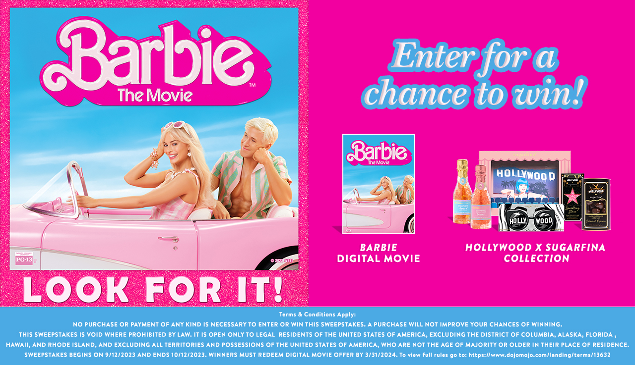 Enter the Sugafina x BARBIE MOVIE SWEEPSTAKES!