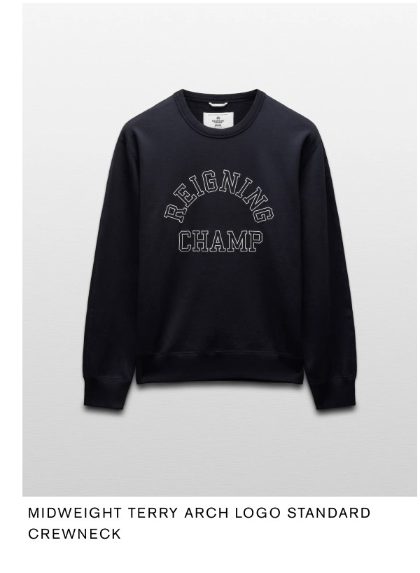Midweight Terry Arch Logo Standard Crewneck