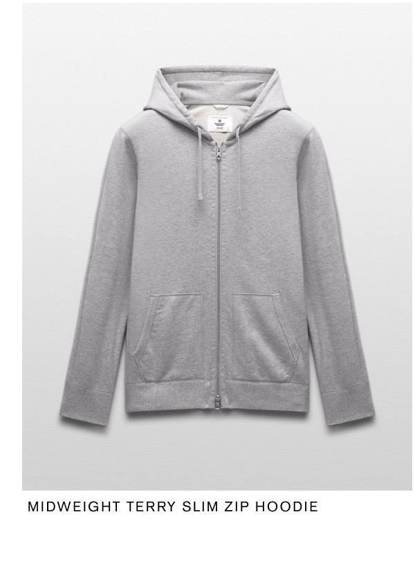 Midweight Terry Slim Zip Hoodie