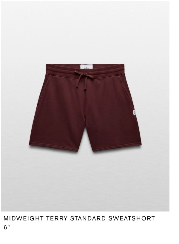Midweight Terry Standard Sweatshort 6"