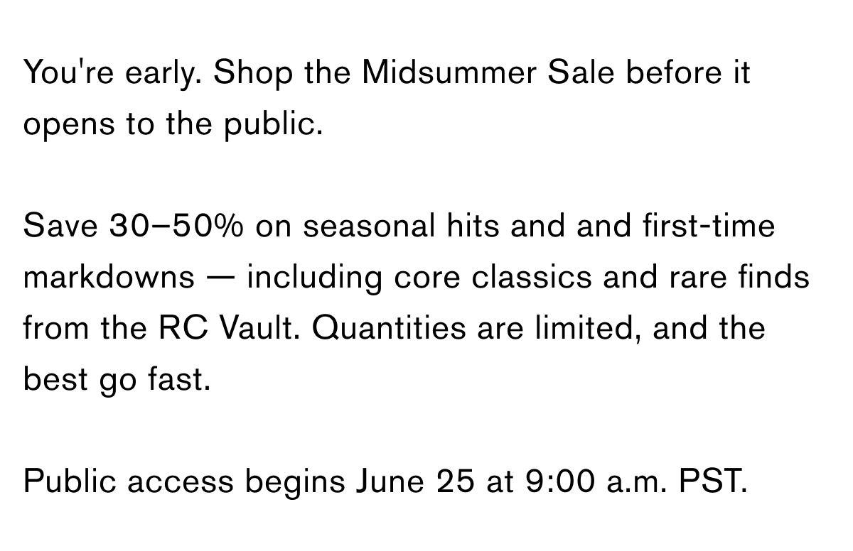 Early Access: Midsummer Sale