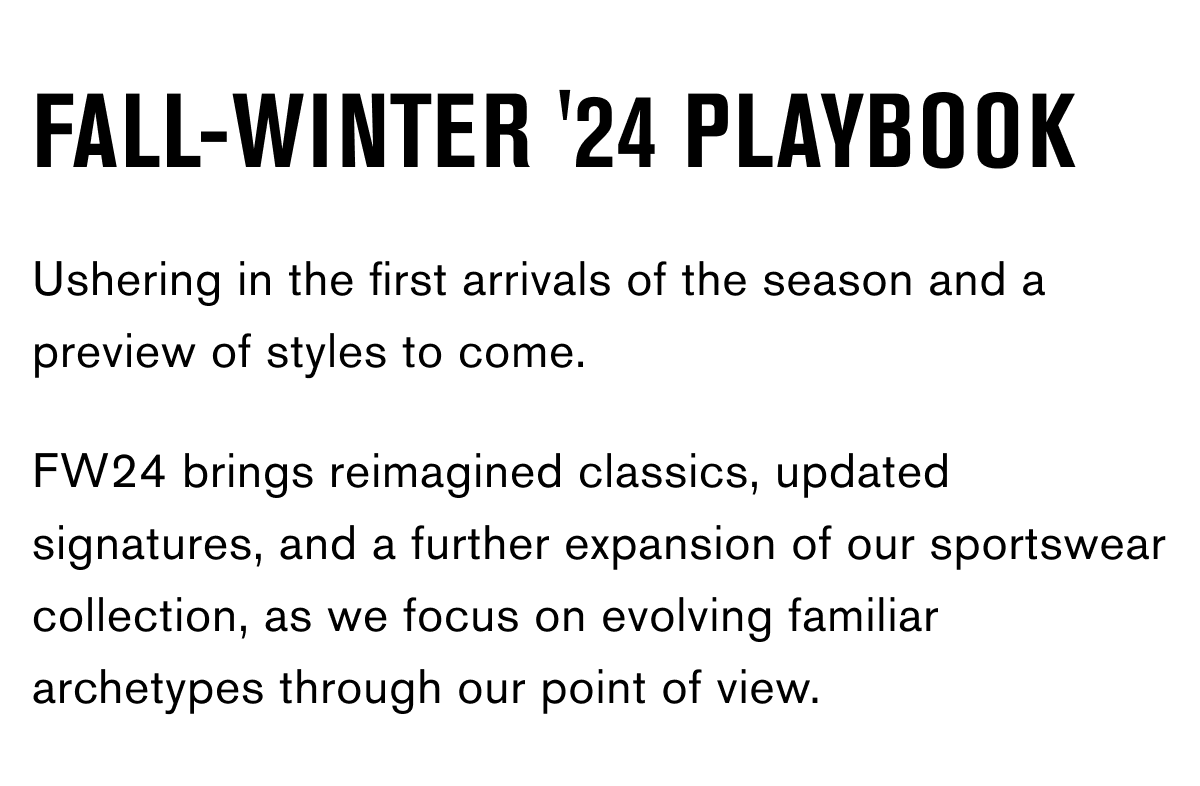 FALL-WINTER '24 PLAYBOOK