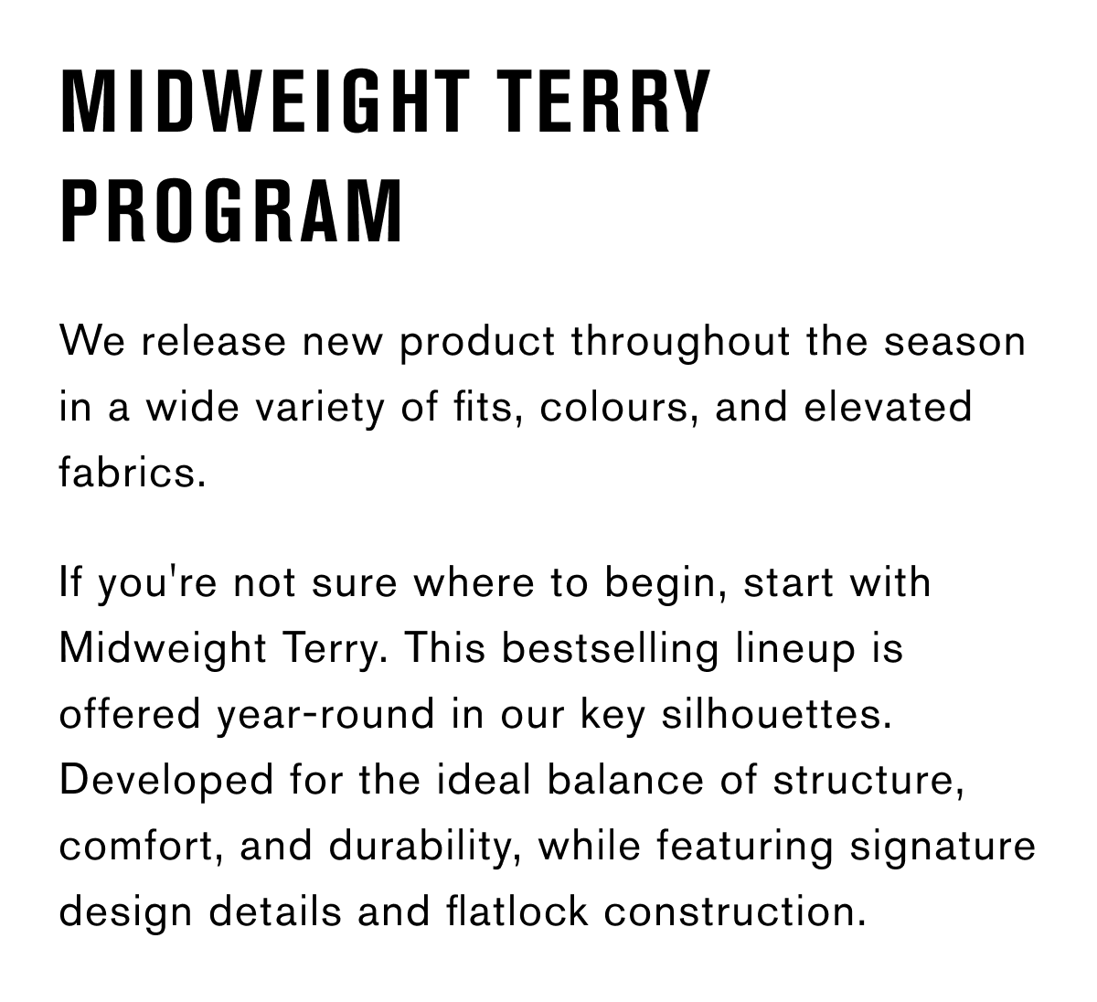 MIDWEIGHT TERRY PROGRAM