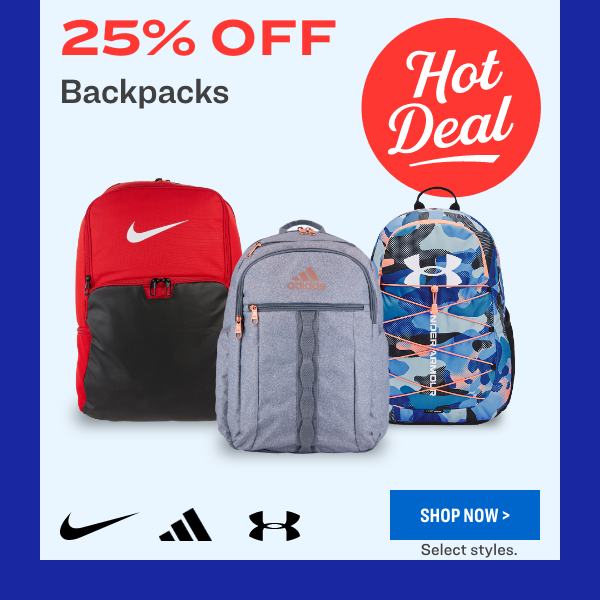 25% Off Backpacks