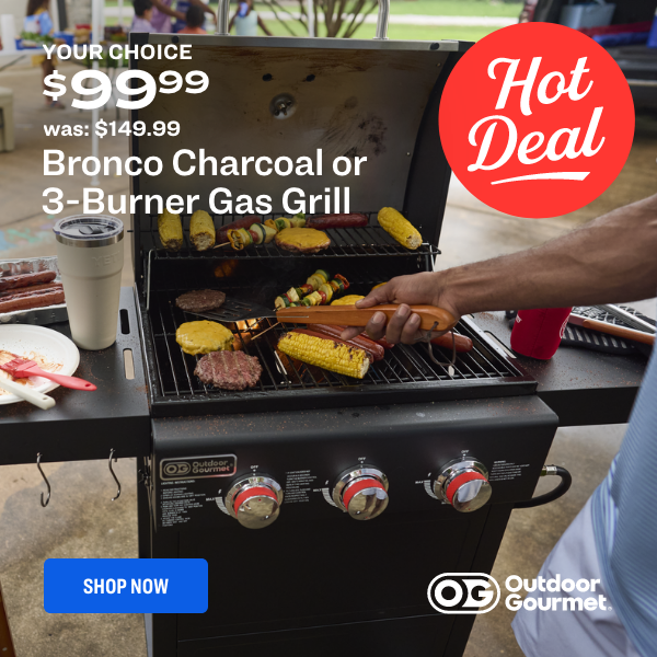 3-Burner Gas or Bronco Charcoal Grill
