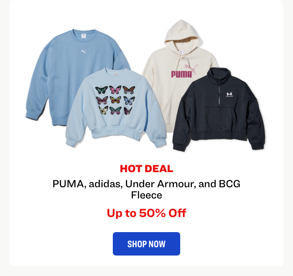 PUMA, adidas, Under Armour, and BCG Fleece