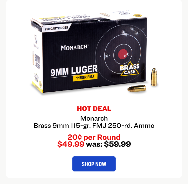 Monarch Brass 9mm 115-gr. FMJ 250-rd. Ammo