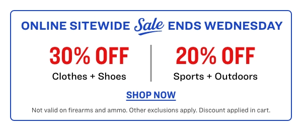 ONLINE SITEWIDE Sale Ends Wednesday