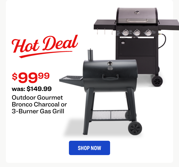 Outdoor Gourmet Bronco Charcoal or 3-Burner Gas Grill