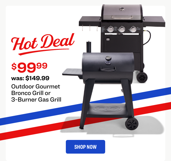 Outdoor Gourmet Bronco Grill or 3-Burner Gas Grill