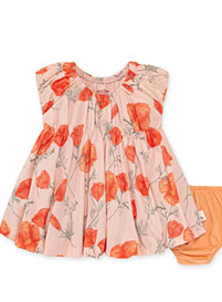California Poppies Bubble Dress & Diaper Cover Set