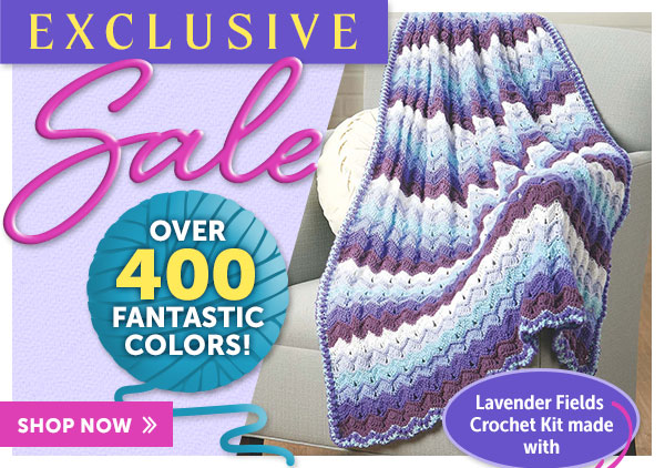 EXCLUSIVE SALE - OVER 400 FANTASTIC COLORS! Lavender Fields Crochet Kit made with 2-Ply Classic Afghan Yarn - SHOP NOW »
