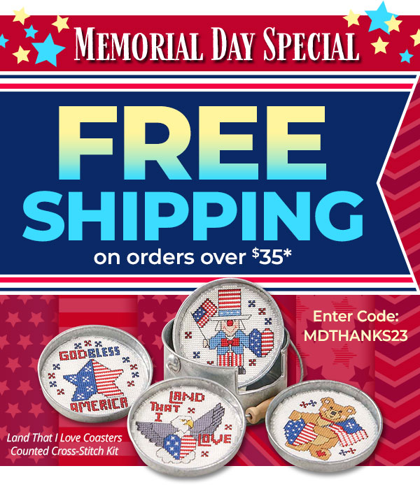Memorial Day Special - FREE SHIPPING on orders over $35* - Enter Code: MDTHANKS23 - Land That I Love Coasters Counted Cross-Stitch Kit  