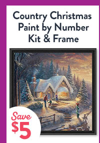 Country Christmas Paint by Number Kit & Frame - Save $5