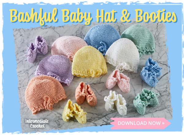 Aww! Baby will be darling—FREE Baby Hat & Booties Pattern. - Herrschners