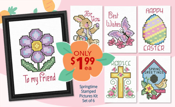 Springtime Stamped Pictures Kit Set of 6 - ONLY $1.99 ea.  Springtime ol e 6 ol i, ctu Zpe, Setof 6 