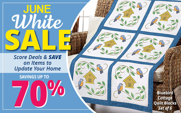 JUNE WHITE SALE - Score Deals & SAVE on Items to Update Your Home - SAVINGS UP TO 70% - Bluebird Cottage Quilt Blocks, Set of 6 JUNE SAL Score Deals SAVE on Items to Update Your Home 10 IR e 