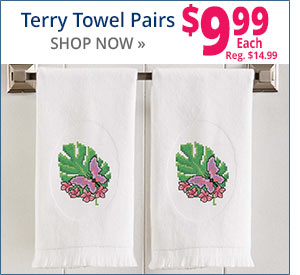 Terry Towel Pairs, $9.99 Each, Reg. $14.99 - SHOP NOW  Terry Towel Pairs $999 ugsun SHOP NOW i 