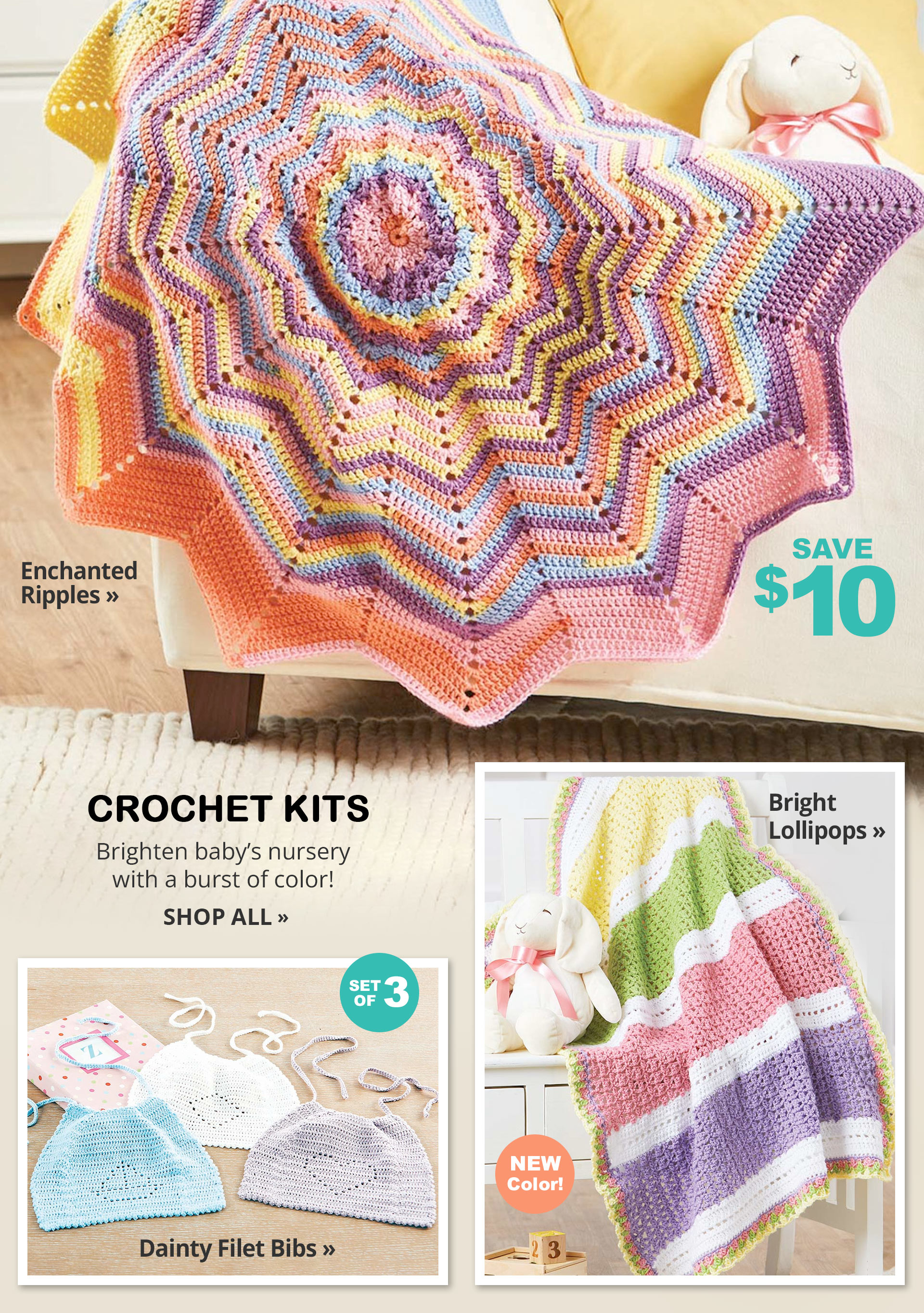  Herrschners Bright Lollipops Baby Blanket Crochet Kit