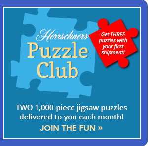 Herrschners Puzzle Club - TWO 1,000-piece jigsaw puzzles delivered to you each month! Get THREE puzzles with your first shipment! JOIN THE FUN