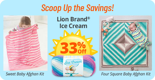 Scoop Up the Savings! 33% Off Lion Brand Ice Cream - Sweet Baby Afghan Kit - Four Square Baby Afghan Kit