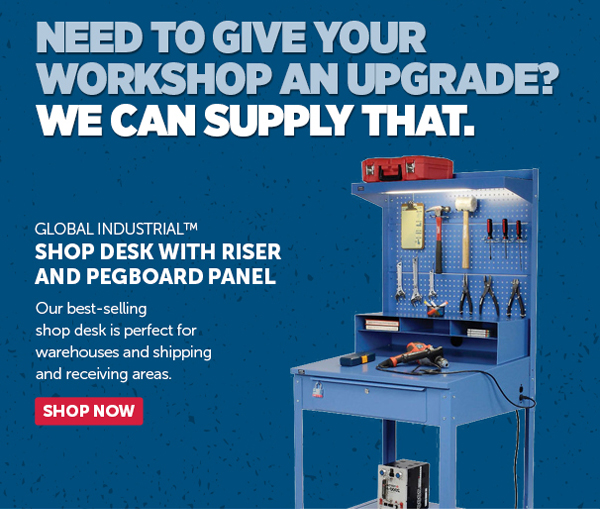 Global Industrial™ Shop Desk with Riser and Pegboard Panel - Shop Now