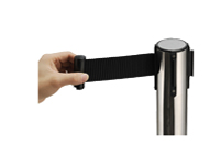 Global Industrial™ Retractable Belt Barrier, 39" Stainless Steel Post, 6-1/2' Black Belt