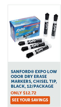 Sanford® Expo Low Odor Dry Erase Markers, Chisel Tip, Black - See Your Savings