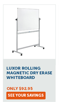 Luxor Rolling Magnetic Dry Erase Whiteboard - See Your Savings