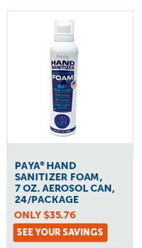 PAYA® Hand Sanitizer Foam, 7 oz. Aerosol Can, 24/Package - See Your Savings