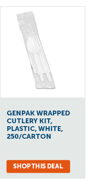 Genpak Wrapped Cutlery Kit, Plastic, White, 250/Carton - Shop This Deal