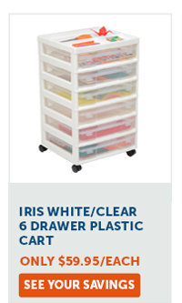 Iris White/Clear 6 Drawer Plastic Cart | Only $59.95/ea - See Your Savings