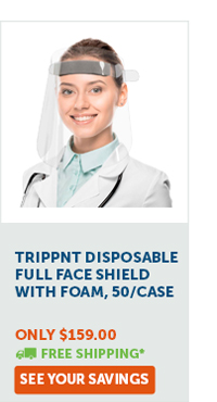 TrippNT Disposable Full Face Shield with Foam, 50/Case | Only $159.00 | Free Shipping* - See Your Savings