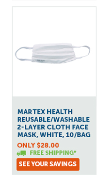 Martex Health Reusable/Washable 2-Layer Cloth Face Mask, White, 10/Bag | Only $28.00 | Free Shipping* - See Your Savings