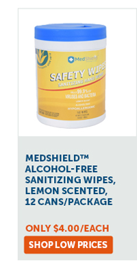 MedShield™ Alcohol-Free Sanitizing Wipes, Lemon Scented, 12 Cans/Package - Shop Low Prices