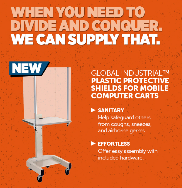 NEW | Global Industrial™ Plastic Protective Shields for Mobile Computer Carts
