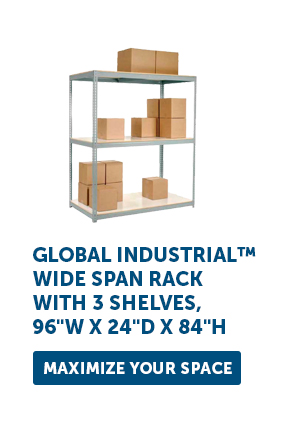 Global Industrial™ Wide Span Rack with 3 Shelves, 96"W x 24"D x 84"H