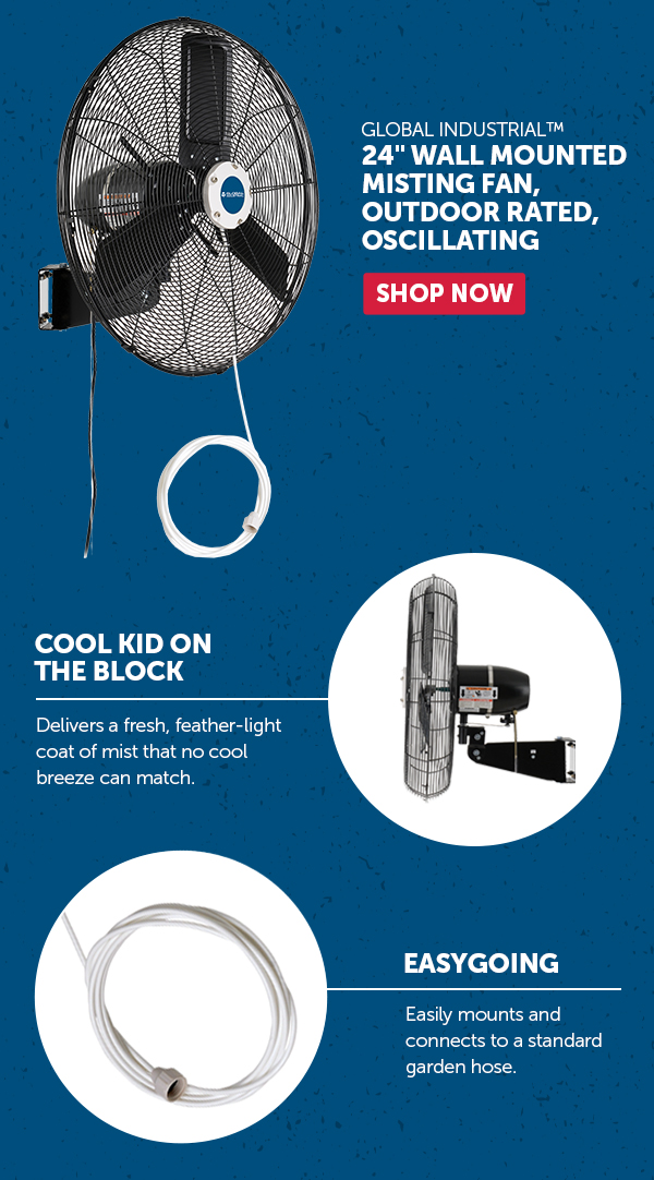 Global Industrial™ 24" Wall Mounted Misting Fan, Outdoor Rated, Oscillating - Shop Now