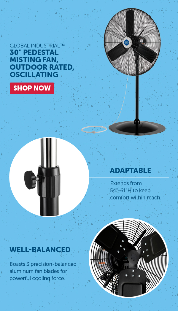 Global Industrial™ 30" Pedestal Misting Fan, Outdoor Rated, Oscillating - Shop Now