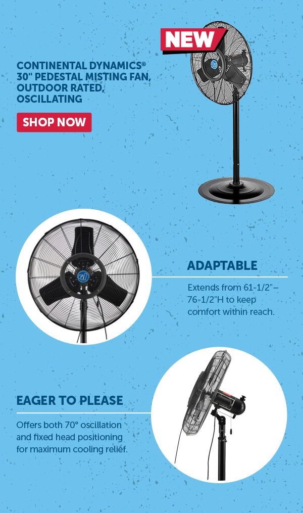 Continental Dynamics® 30" Pedestal Misting Fan, Outdoor Rated, Oscillating - Shop Now