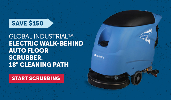 Global Industrial™ Electric Walk-Behind Auto Floor Scrubber, 18" Cleaning Path - Start Scrubbing