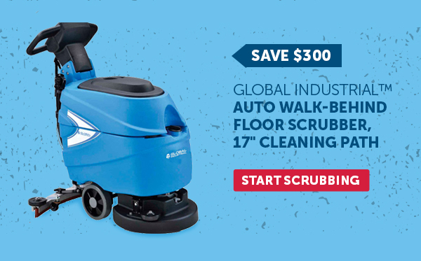 Global Industrial™ Auto Walk-Behind Floor Scrubber 17" Cleaning Path - Start Scrubbing